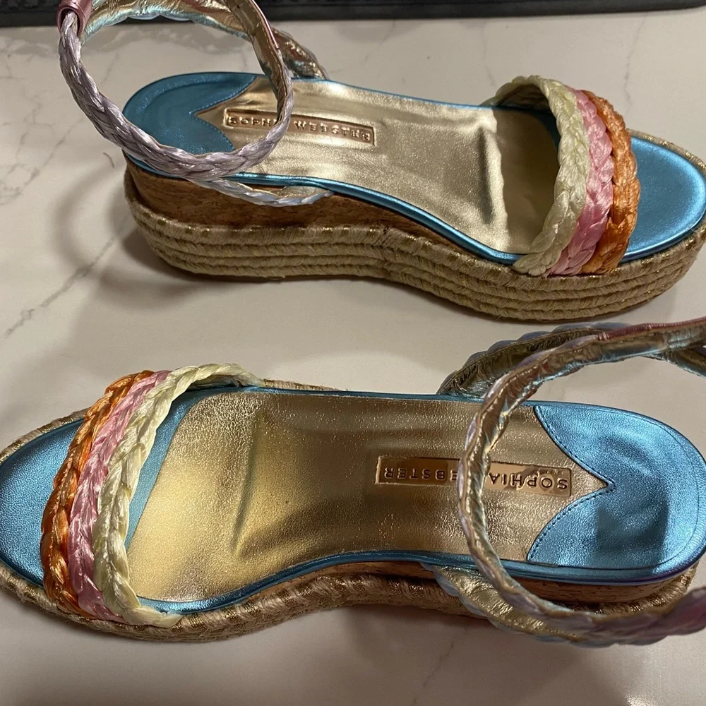 Sophia Webster Wedges Heels Ines Espadrille Metallic Cork Shoes 8 - Picture 11 of 12